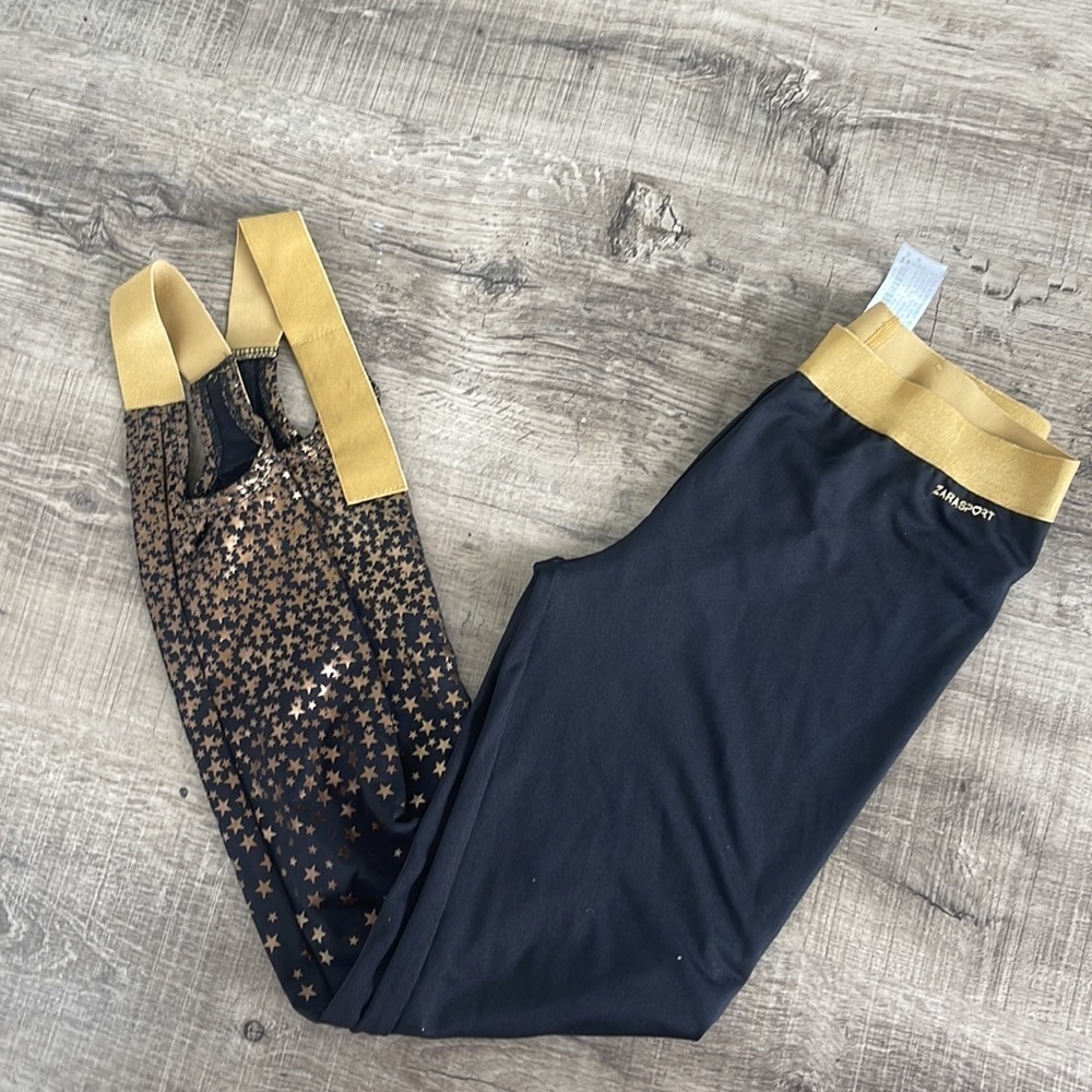 Zara girls sport stirrup star stirrup leggings size 10